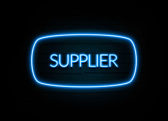 Supplier  - colorful Neon Sign on brickwall