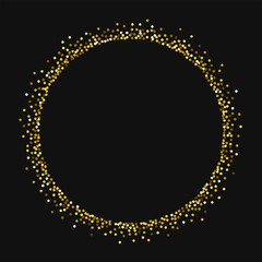 Round gold glitter. Round shape with round gold glitter on black background. Splendid Vector illustration.