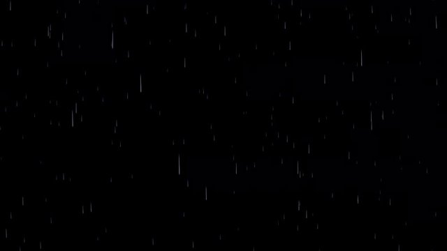 Generated Rain isolated on black, Raining variation of Camera angles