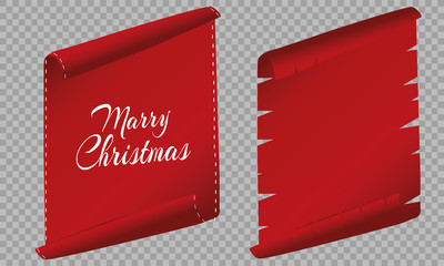 Realistic Red paper banners set. Merry Christmas. Vector illustration