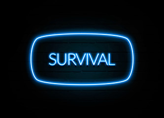 Survival  - colorful Neon Sign on brickwall