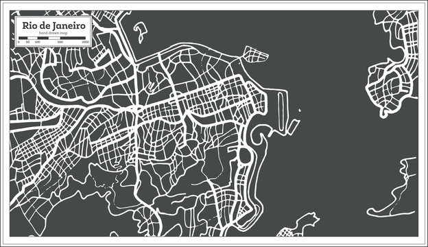 Rio de Janeiro Map in Retro Style.