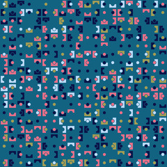 Geometric abstract seamless pattern of colored shapes