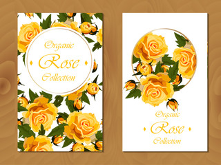 Fototapeta premium rose card on wooden background