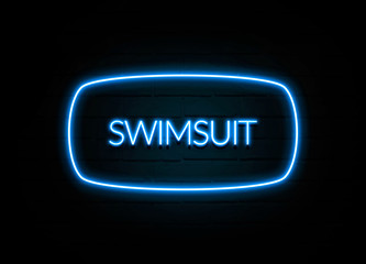 Swimsuit  - colorful Neon Sign on brickwall