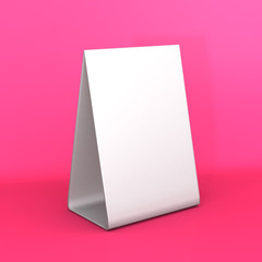 3d Mock up rendering label the blank menu frame in Bar restaurant ,Stand for booklets with white sheets paper acrylic tent card.