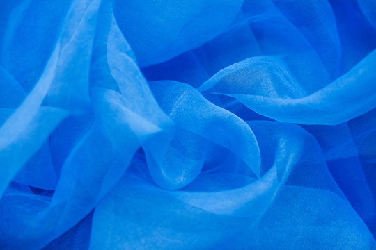 Blue chiffon fabric for background or texture