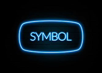 Symbol  - colorful Neon Sign on brickwall