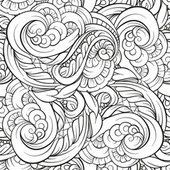 Vector abstract doodles black and white seamless pattern
