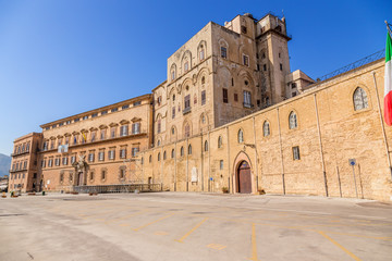 Fototapeta premium Palermo, Sicily, Italy. South-East facade of the Norman Palace facing the Piazza Victoria