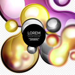 Glass bubbles on grey, modern techno liquid design