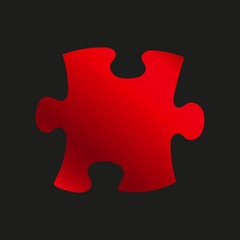 Red puzzle on the black background.Vector illustration