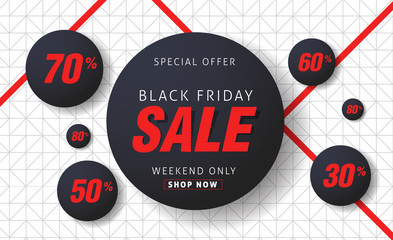 Black Friday sale inscription design template. Black Friday banner. Vector illustration