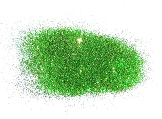 Textured background with green glitter sparkle on white