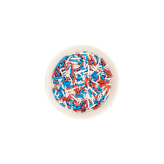 multicolored sweet sprinkles isolated on white background