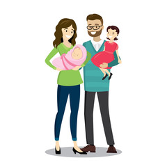 Obraz premium Happy caucasian family with newborn baby