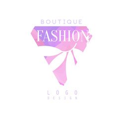 Fashion boutique logo design, badge for clothes shop, beauty salon or cosmetician watercolor