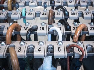 Umbrella Locker in rows with numbers Public service