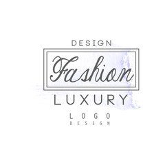 Design, fashion, luxury logo, badge for clothes boutique, beauty salon or cosmetician watercolor vector Illustration
