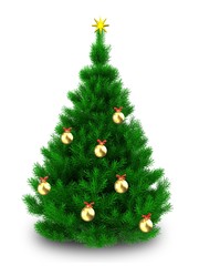 3d Christmas tree over white