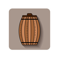 Wooden barrel. Flat icon silhouette on a white background. Vector