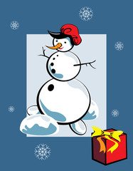 Snowman with Gift