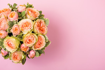 Beautiful pink roses in a box