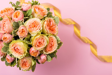 Beautiful pink roses in a box