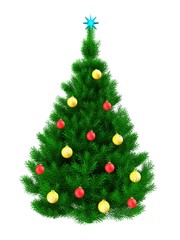 3d Christmas tree over white