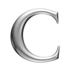 metallic alphabet, 3d illustration, letter C