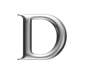 metallic alphabet, 3d illustration, letter D