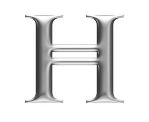 metallic alphabet, 3d illustration, letter H