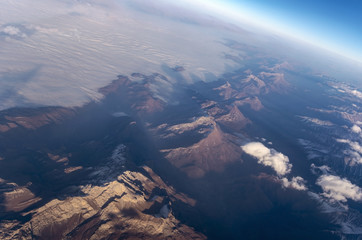 Mountains of Georgia country through the airplane window