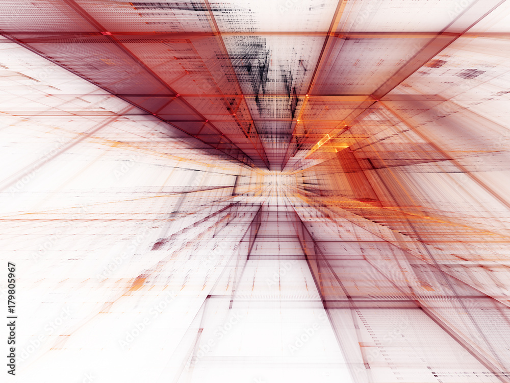 Poster abstract red background element on white. perspective composition of grids and matrix patterns. deta