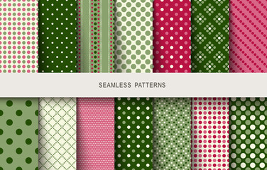 Seamless patterns polka dots set © Nataliya Yakovleva