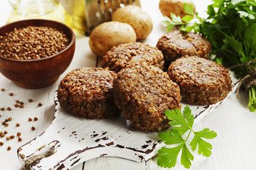 Vegetarian cutlets of buckwheat