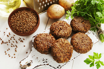 Vegetarian cutlets of buckwheat