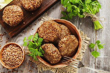 Vegetarian cutlets of buckwheat