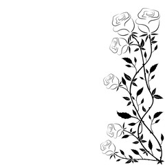 the simple frame of roses on a white background. Design for greeting, invitation, posters, postcards. On Valentine's day, holiday, celebration, wedding, birthday, party.