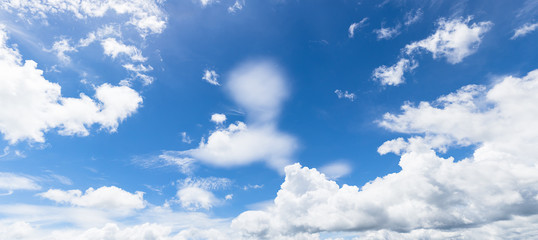 Obraz na płótnie Canvas Panoramic white fluffy cloud in the blue sky