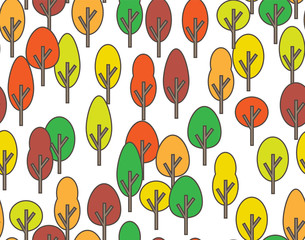 autumn abstract background trees. Seamless pattern.