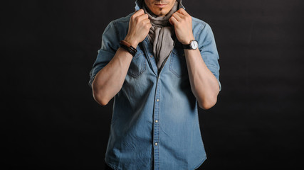 Close up portrait of stylish and elegant young fashion man