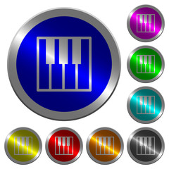 Piano keyboard luminous coin-like round color buttons