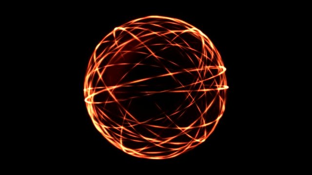 Scientific Energy Sphere Rings Animation - Loop Red