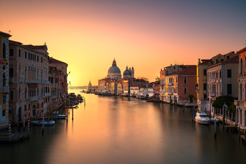 Venice grand canal, Santa Maria della Salute church landmark at sunrise. Italy - obrazy, fototapety, plakaty