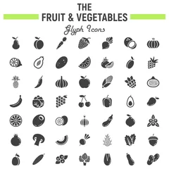 Fotobehang Fruit and Vegetables glyph icon set, food symbols © amin268