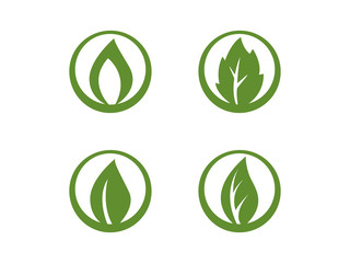 leaf in circle logo set