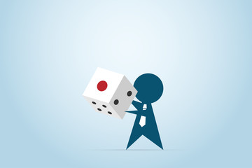 businessman holding a dice in his hands, gambling and business concept