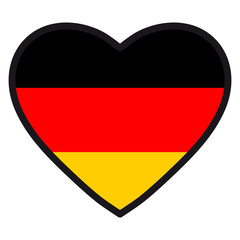 Flag of Germany in the shape of Heart with contrasting contour, symbol of love for his country, patriotism, icon for Independence Day.