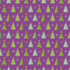 Seamless Christmas vector pattern with colorful fir-trees.